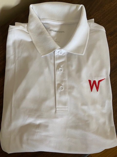 USWA-sport-tek-shirt white with RED W.